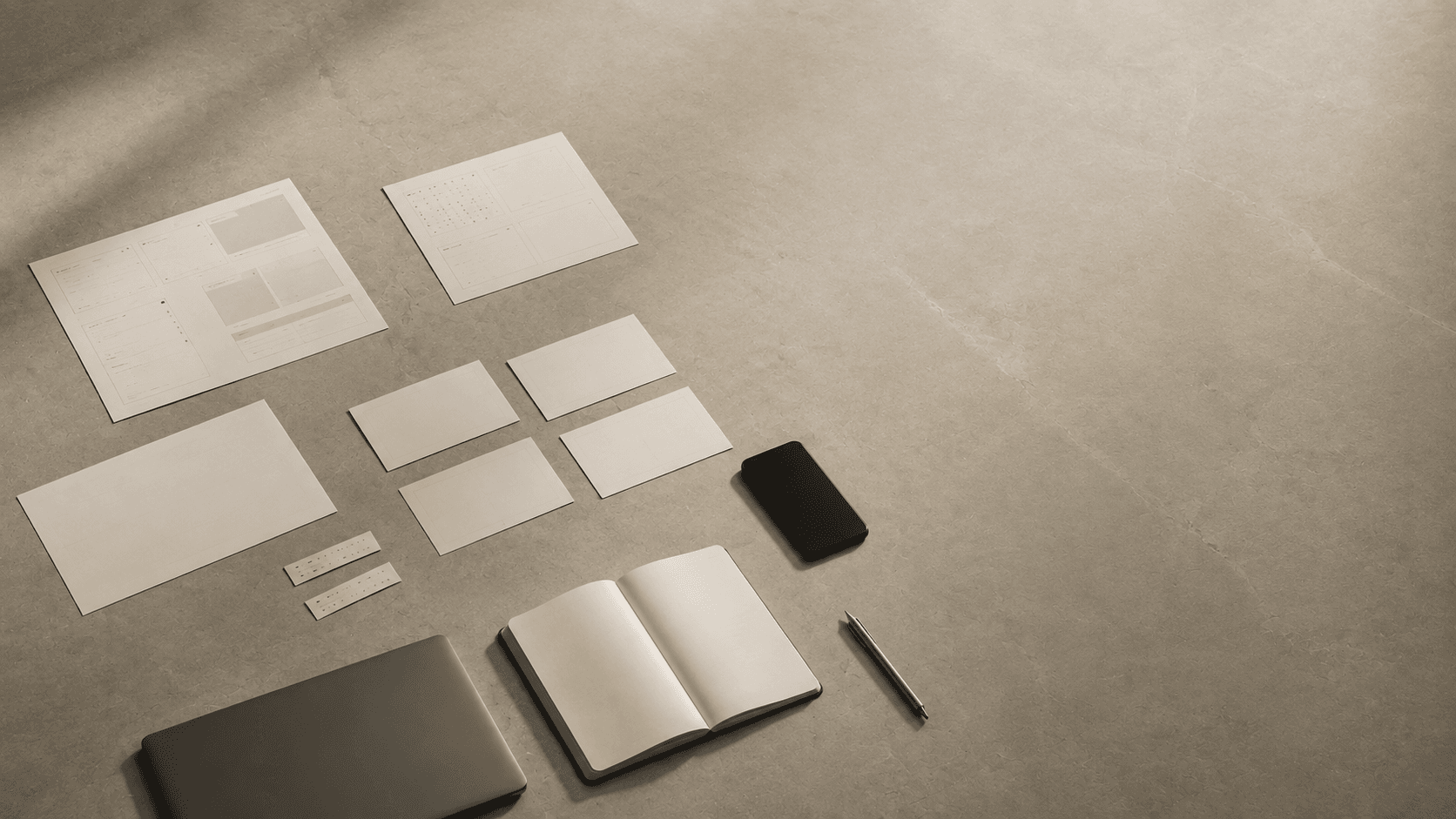 Separate planning and marketing elements inside a strategic workspace